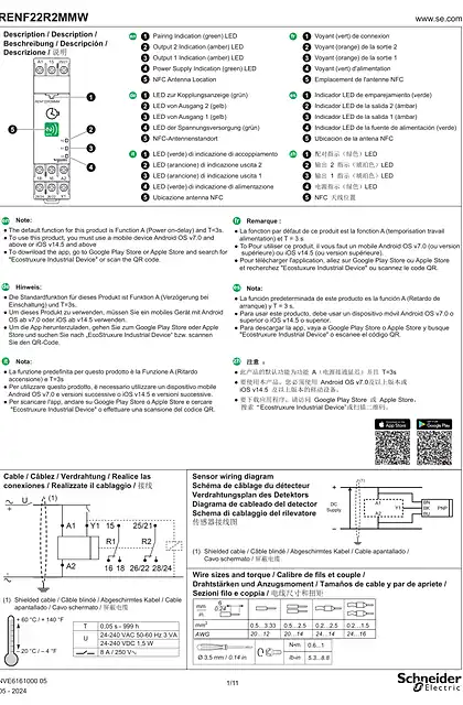 schneider施耐德RENF22R2MMW Zelio Time - NFC Timing Relay_ 说明书